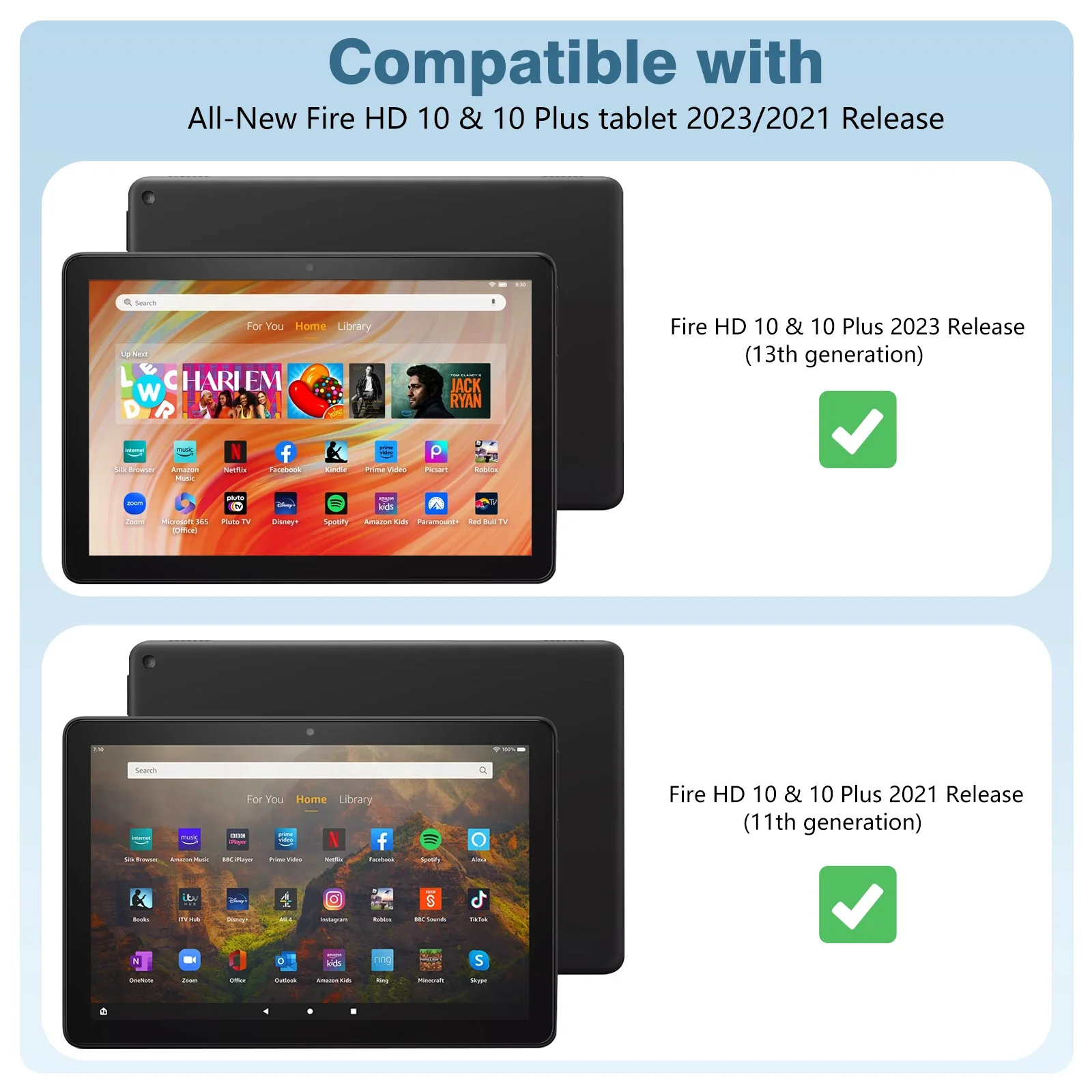 2PCS For Amazon Fire HD 10 Tempered Glass Screen Protector 2023 10.1 inch 9H Tablet HD Anti-Scratch Protective Film