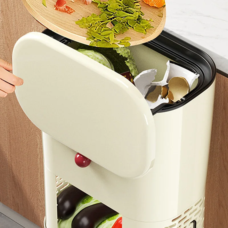 

Kitchen Garbage Bin Storage Rack, Floor-Standing with Wheels, Movable & Raised, No-Bending Miscellaneous Storage Rack
