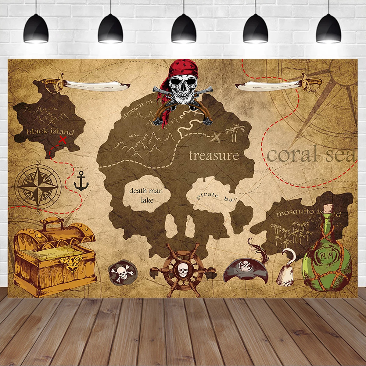 

Pirate Treasure Map Theme Party Photography Background Banner Newborn Baby Shower Cake Smash Birthday Decoration Backdrop Studio