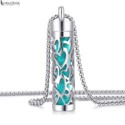 Hollow Stainless Steel Vertical Bar Air Freshener Perfume Oil Diffuser Locket Charm Jewelry Pendant Necklace For Women Men