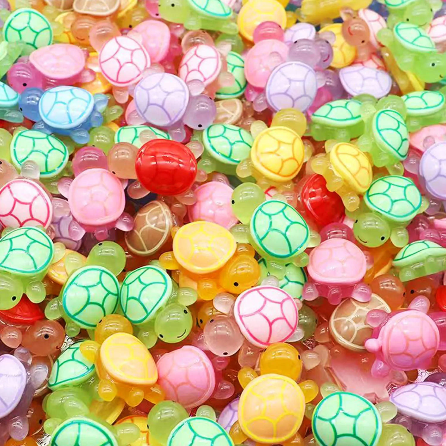 1個 暗闇で光る漫画の笑顔の亀 DIYデコレーション ミステリーバッグ - 車やデスクトップ用のミニランダムサプライズオーナメント