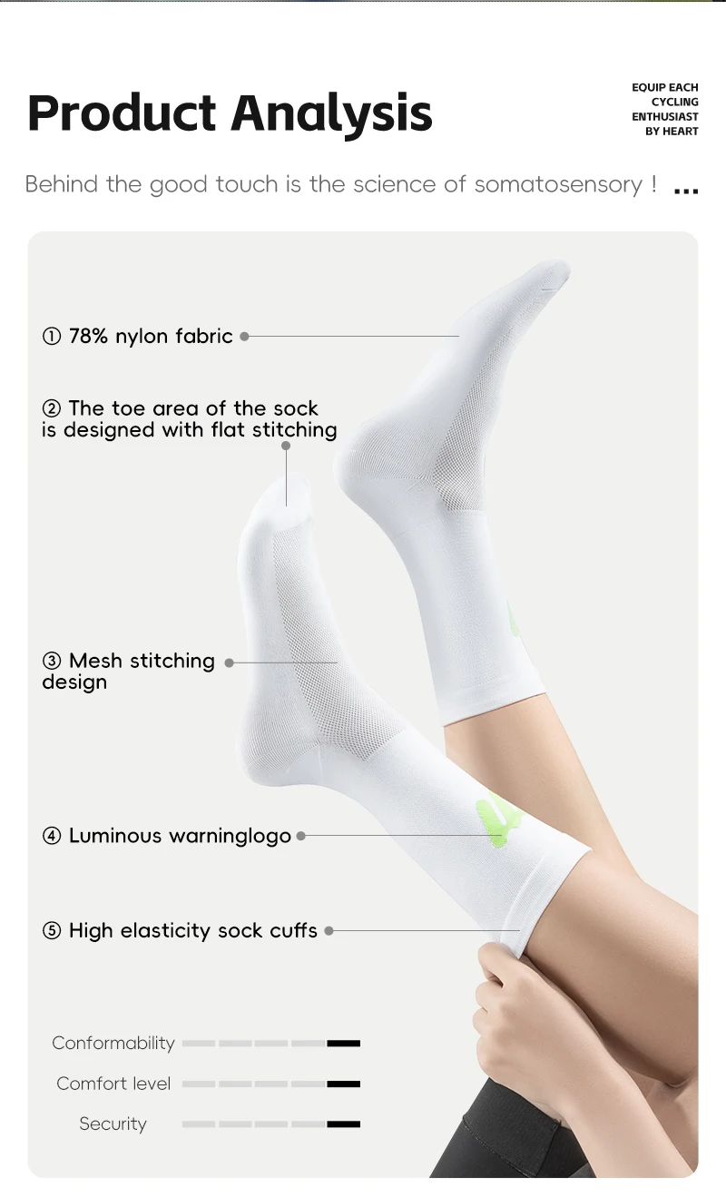 WEST BIKING Fahrradsocken Atmungsaktiv Hochelastisch Leuchtend Nacht-Fahrradsocken für Männer Frauen Outdoor-Sport-Fußbekleidung 1/2/3 Paar – Detail 5