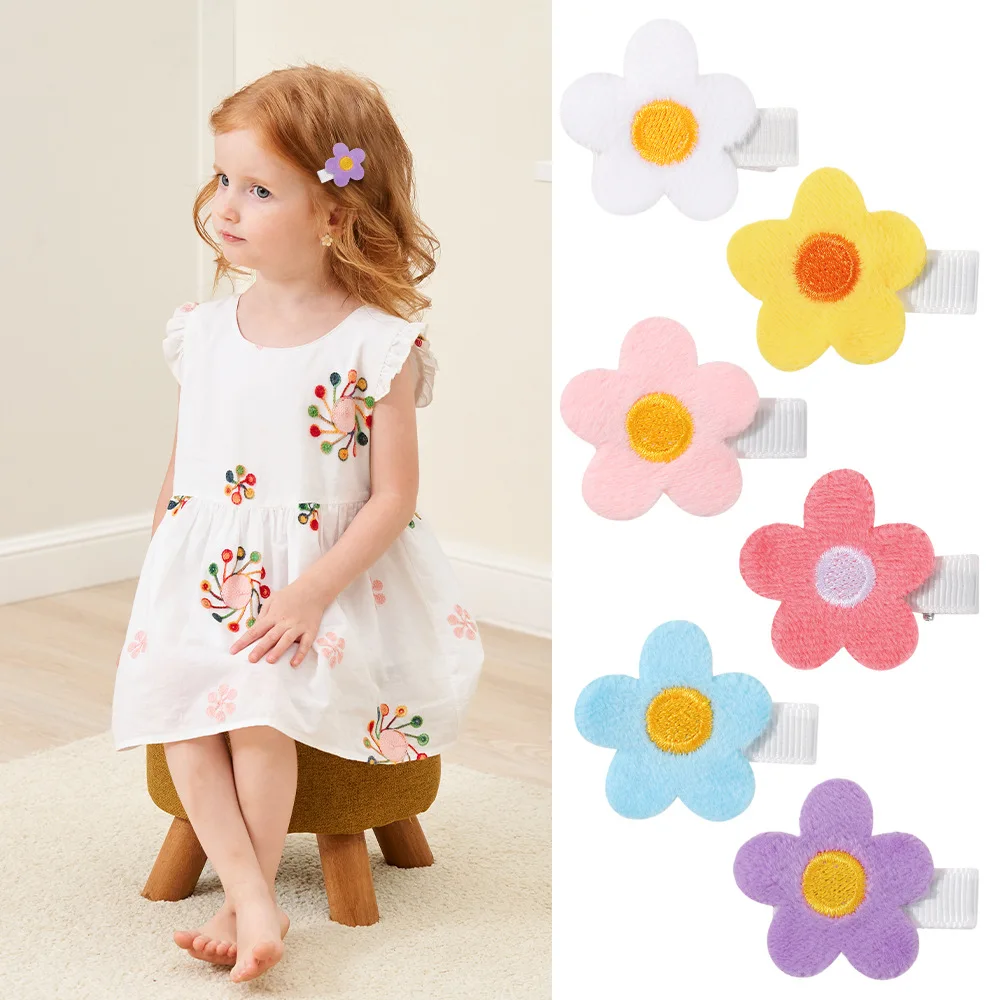 

120 PCS/Lot, Velvet Sunflower Baby Hair Clips For Children Girls Hair Accessories