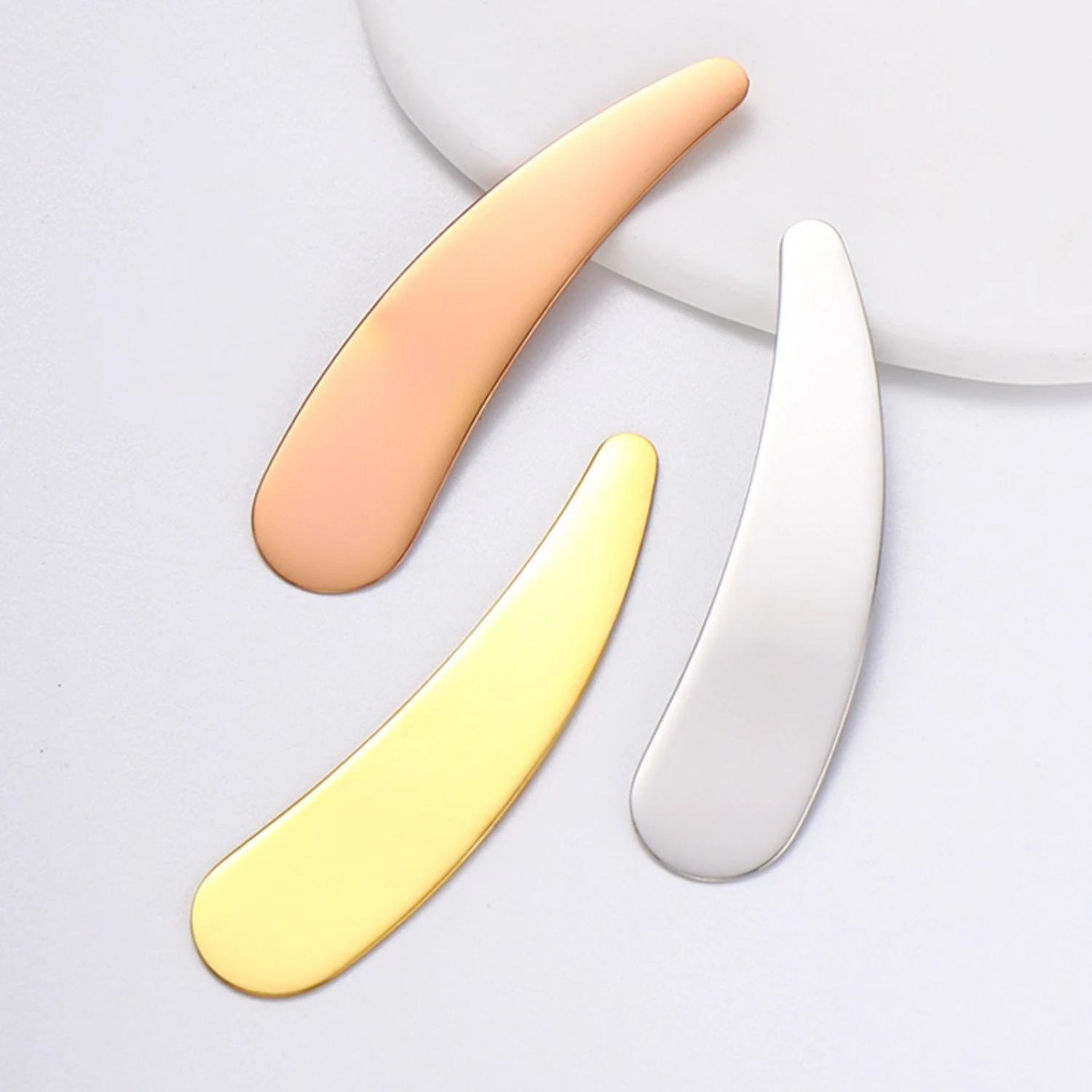 Halve maan vorm gezichtscrème lepel 304 roestvrij staal gezichtsmasker lepel schoonheid huidverzorging tool