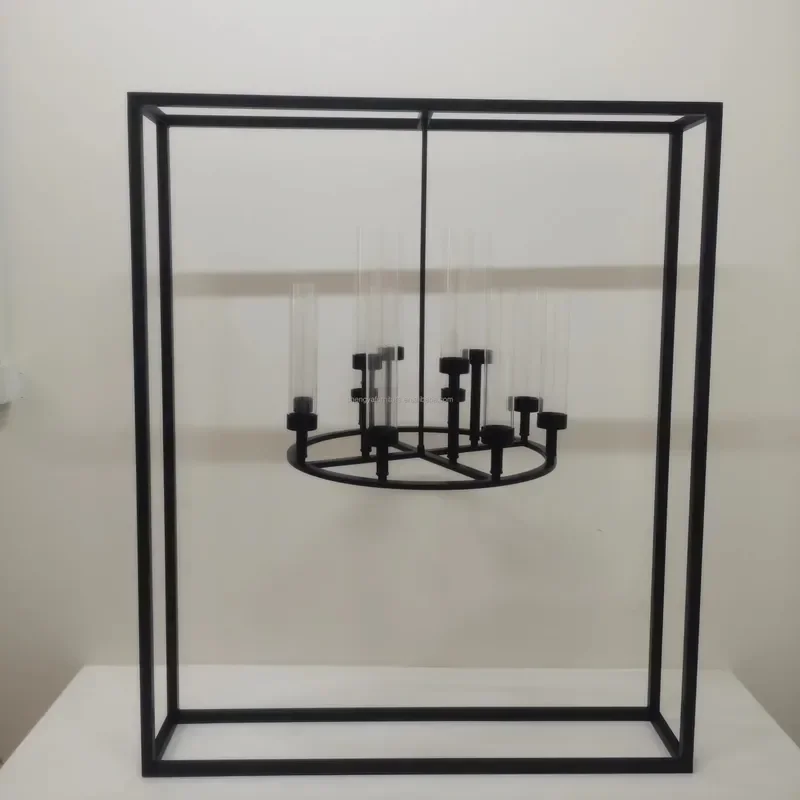 Wedding Party Decorative Geometric Acrylic Black Candelabra Table Centerpiece