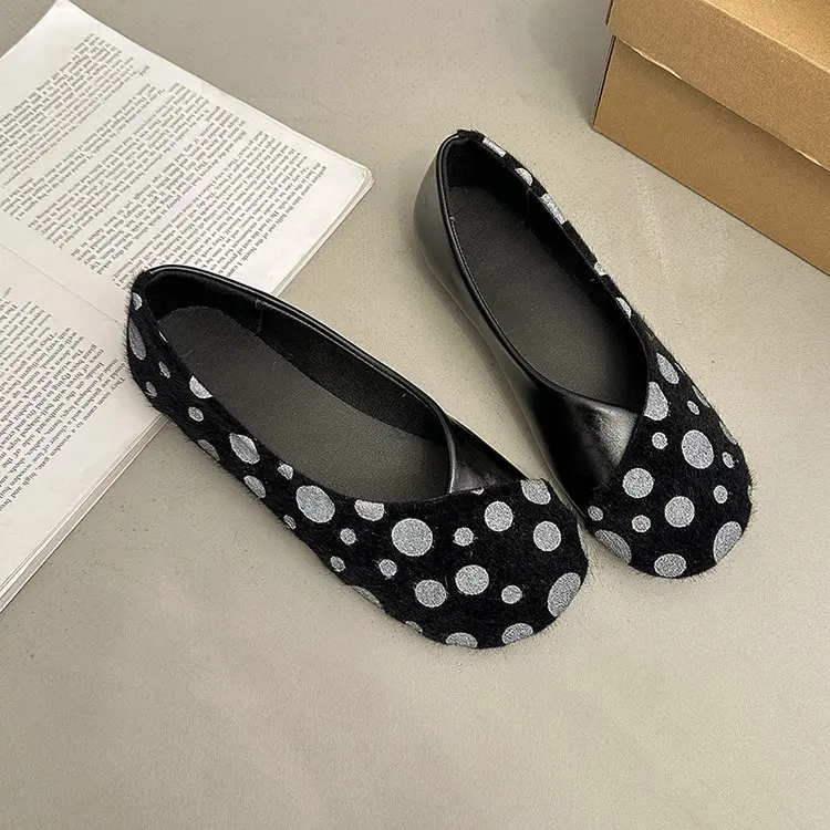 Frühlings-Neuheit: Damen-Flachschuhe mit Runder Spitze, Gepunktetem Wildleder, Bequeme Alltags-Loafer für Büro und Straße – Detail 34