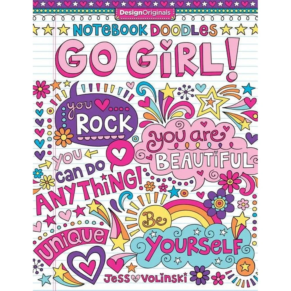 Notebook Doodles Go Girl Coloring Activity Book Empowering Art Activities Uplifting Quotes Paperback Tween Girls Fun Gifts