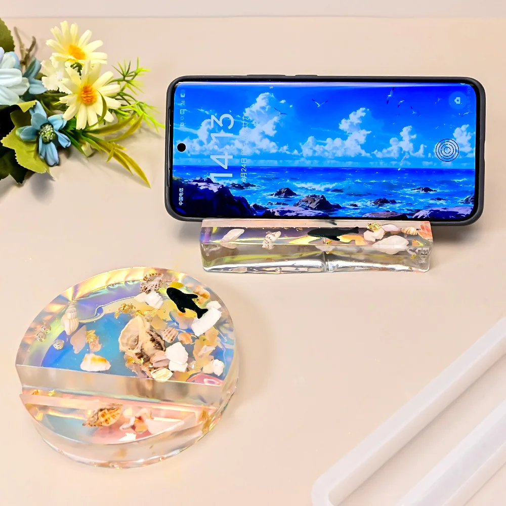 DIY Mobile Phone Bracket Holder Silicone Mold Round Rectangle Phone Bracket Gypsum Ornaments Silicone Mold For Resin Making