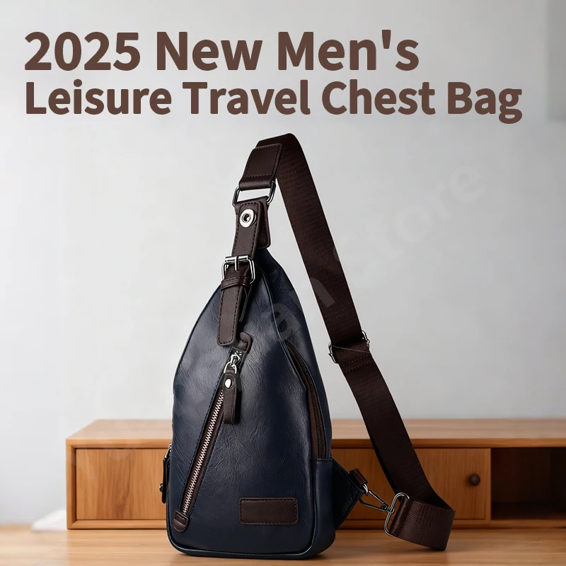 Trendy Fashionable Men's Cycling Shoulder Waist Bag Large Capacity Casual Diagonal Chest Bag with Adjustable Strap for Travel