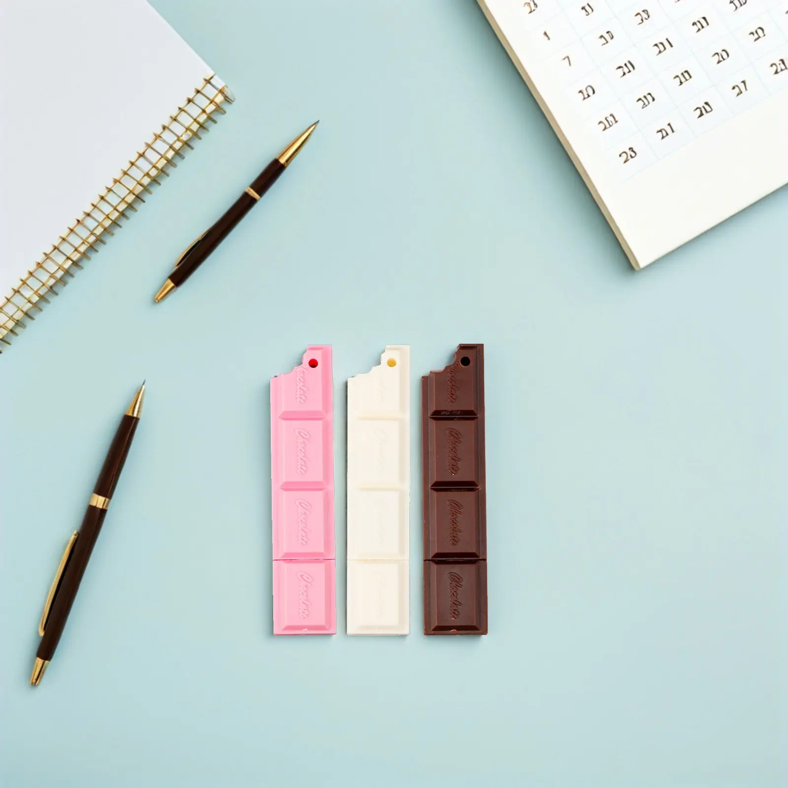 

3Pcs Cute Chocolate Shape Ballpoint Pen Cartoon Style Smooth Writing School Supplies Office Stationery Set Pen