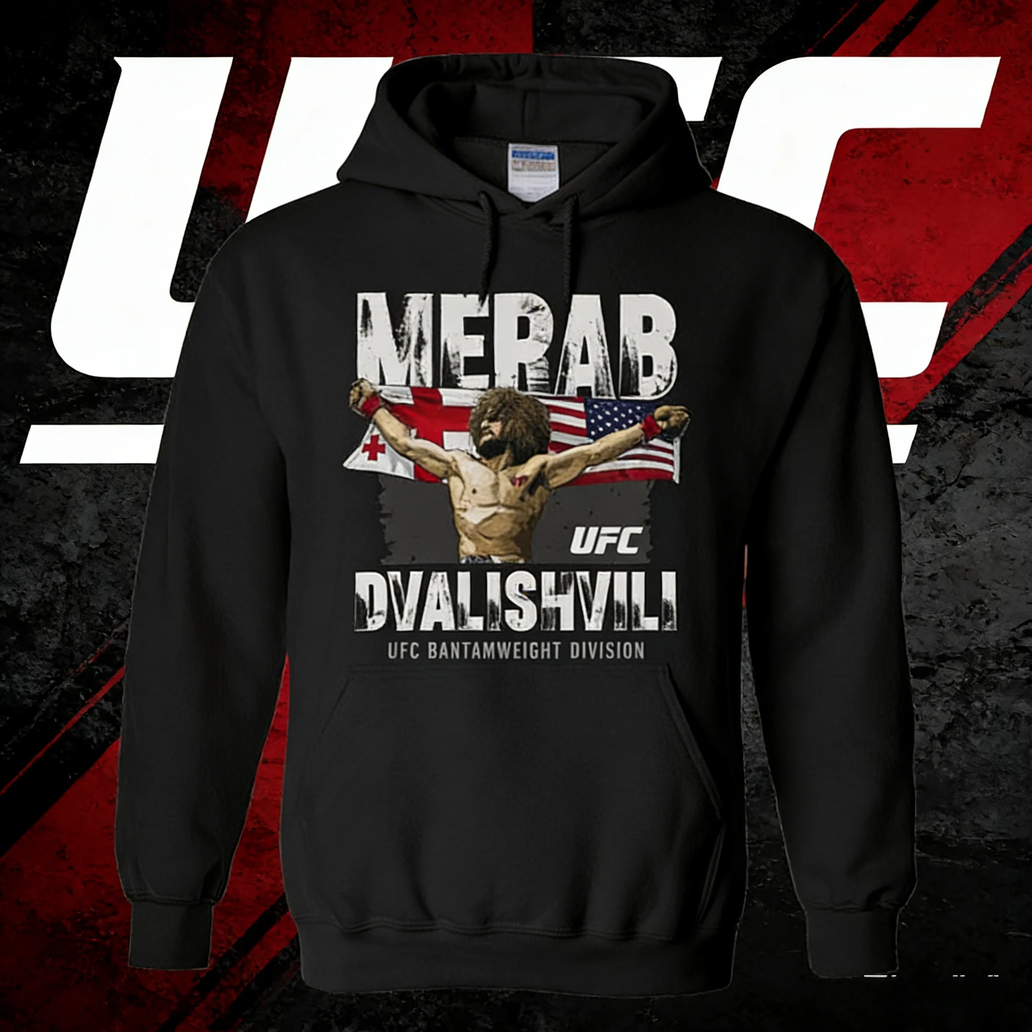 

Толстовка с капюшоном UFC Merab Dvalishvili на тему 2025-26, осень/зима, свободная и повседневная, подходит для мужчин и женщин