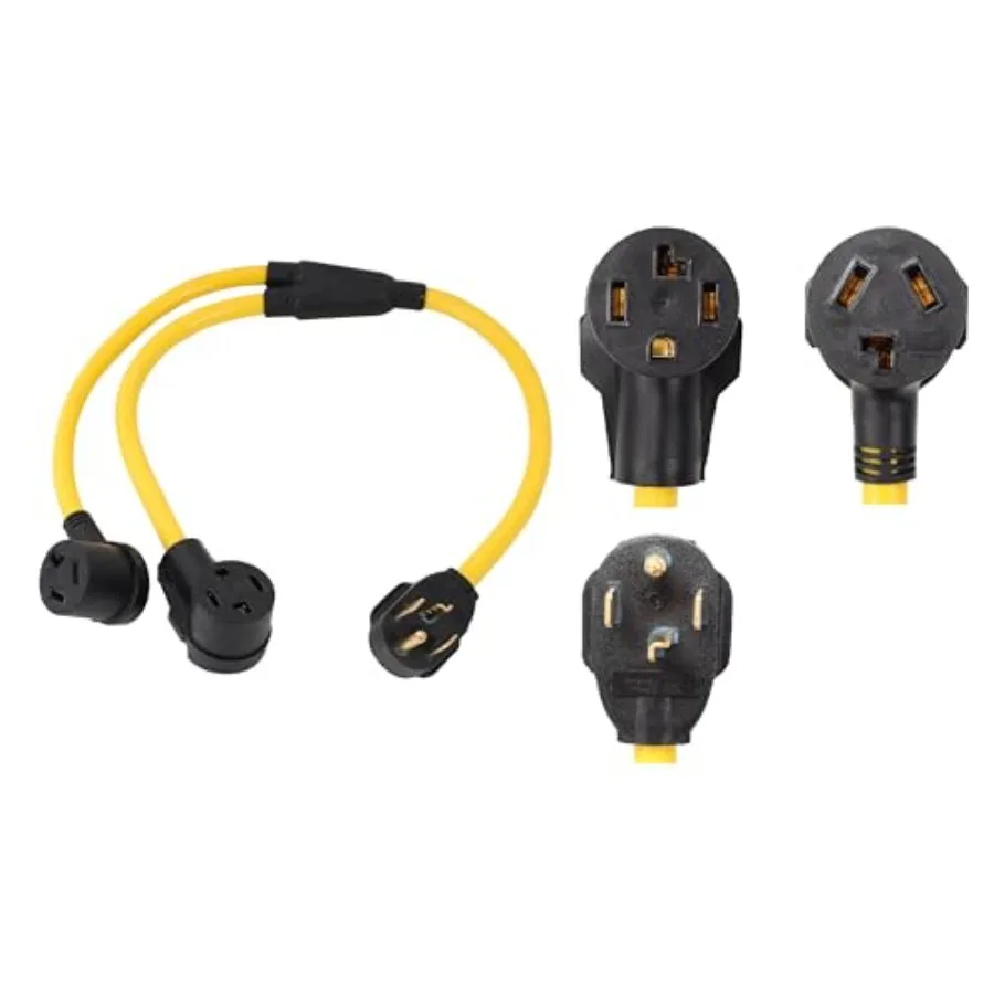 

NEMA 14-30P to 2 Outlet 14-30R 10-30R Y Splitter STW 3 Feet 120V/240V 30 Amp 10 AWG 4 Prong Plug to 3 and 4 Prong Receptacle fo