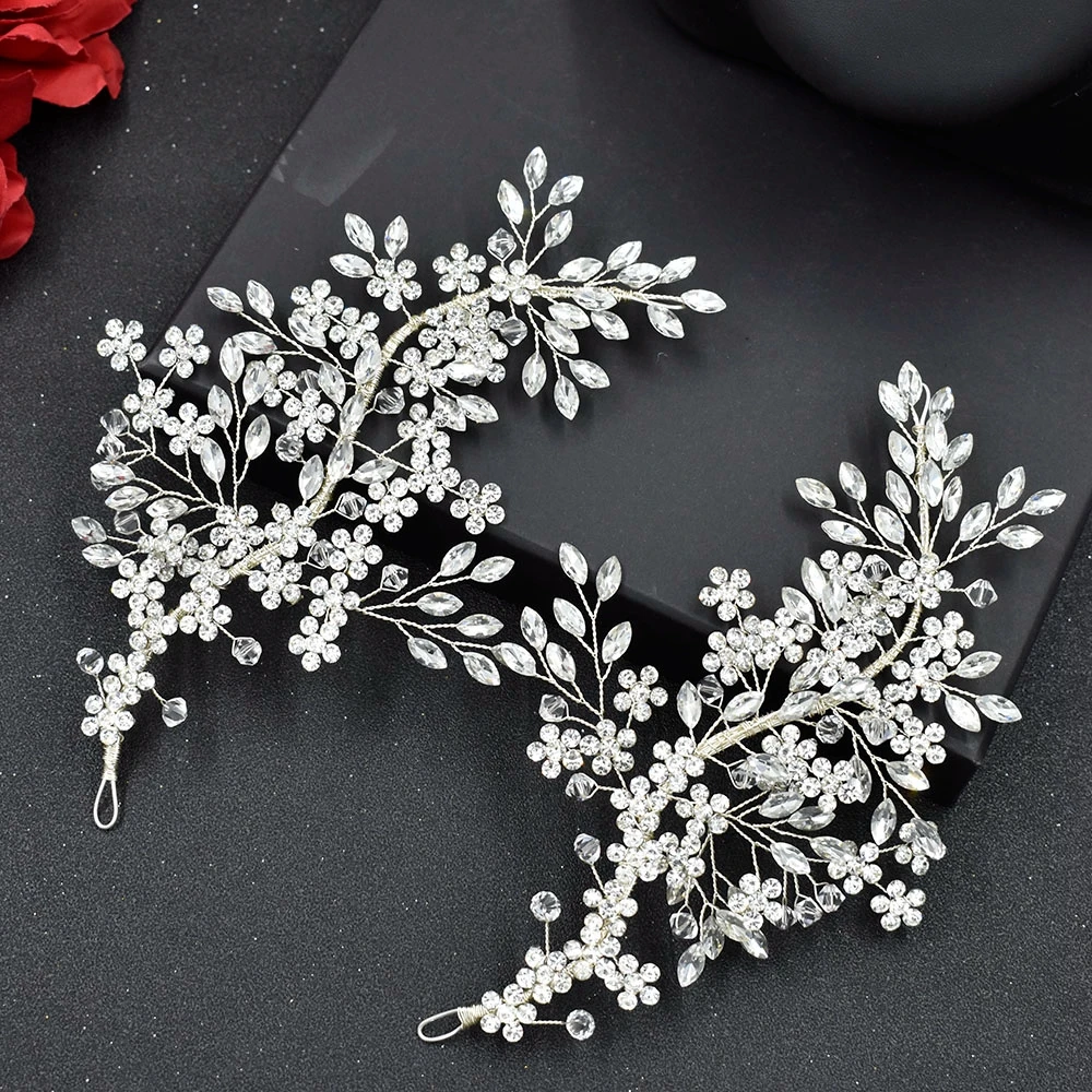 A426 Fancy Headpieces Crystal Rhinestone Applique Hair Accessories Flower Sewing Supplies for Dress Decoration Wappen