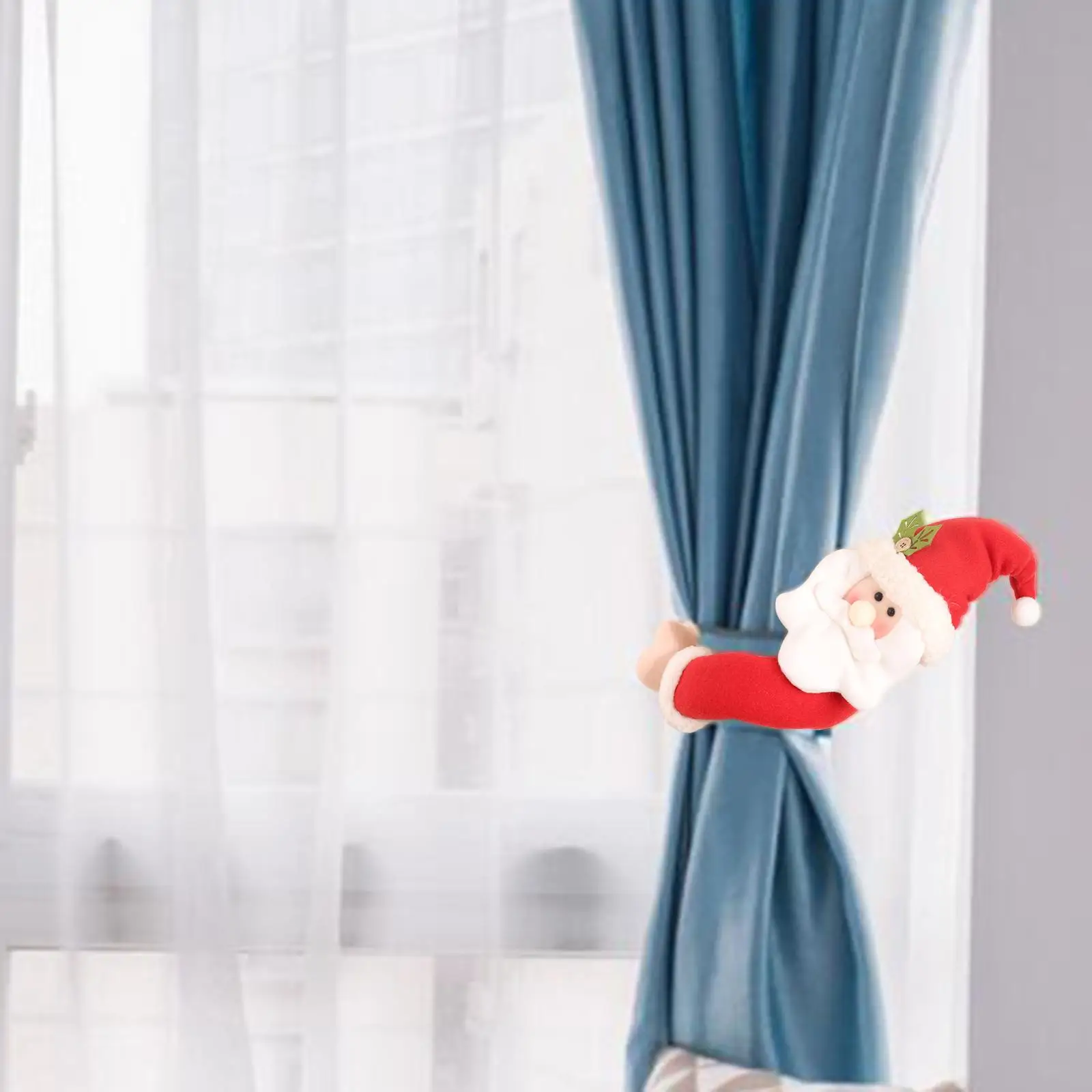 Christmas Curtain Buckle with Buttons Cartoon Style Christmas Windowrations
