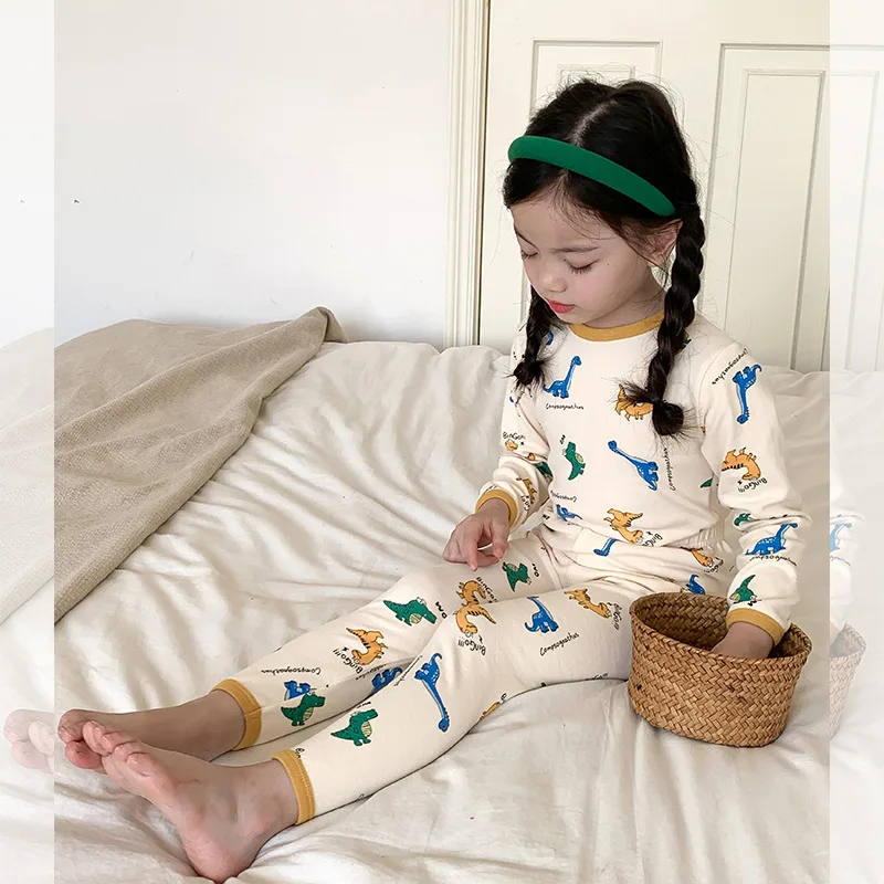 Children's sleepwear, wool pull frame home clothes, men's and women's baby warm autumn clothes, autumn pants underwear set