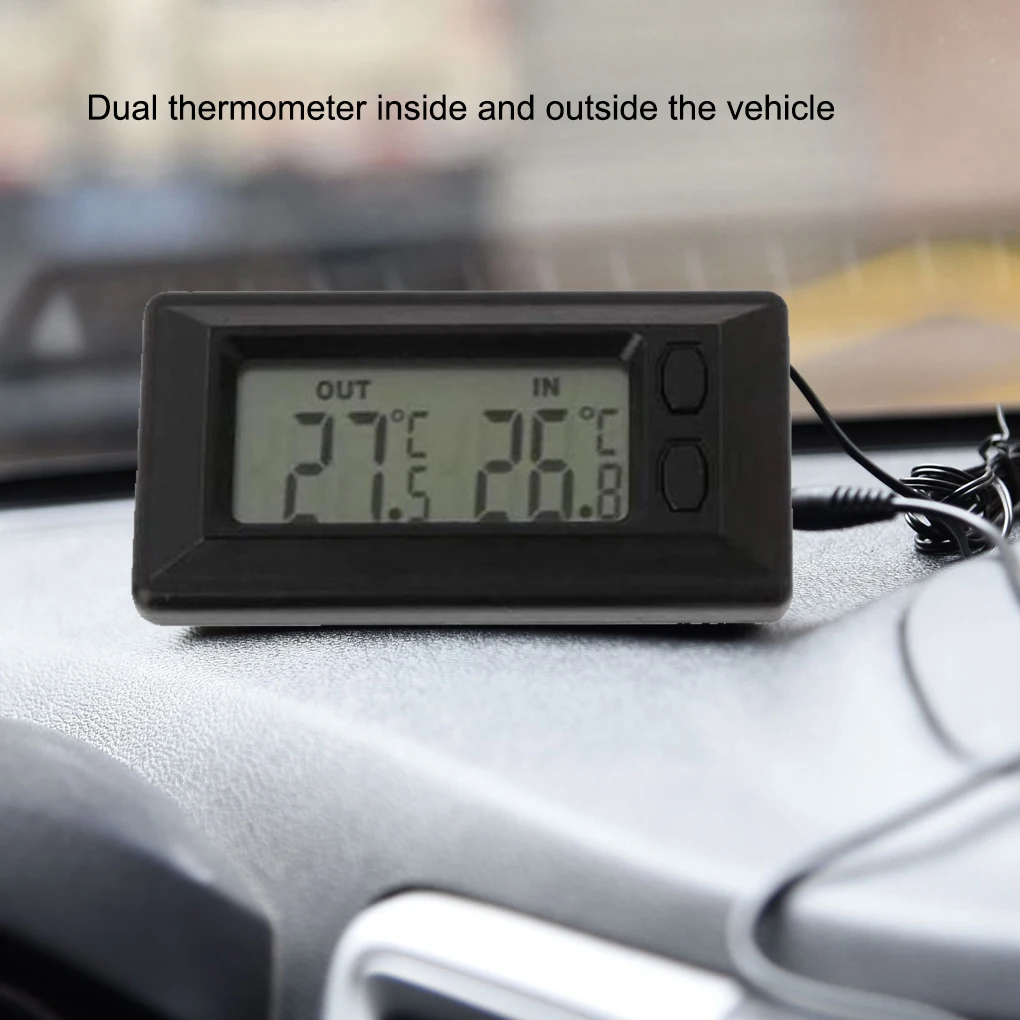 Car Interior Exterior Thermometer LCD Screen Portable Detachable Gauge