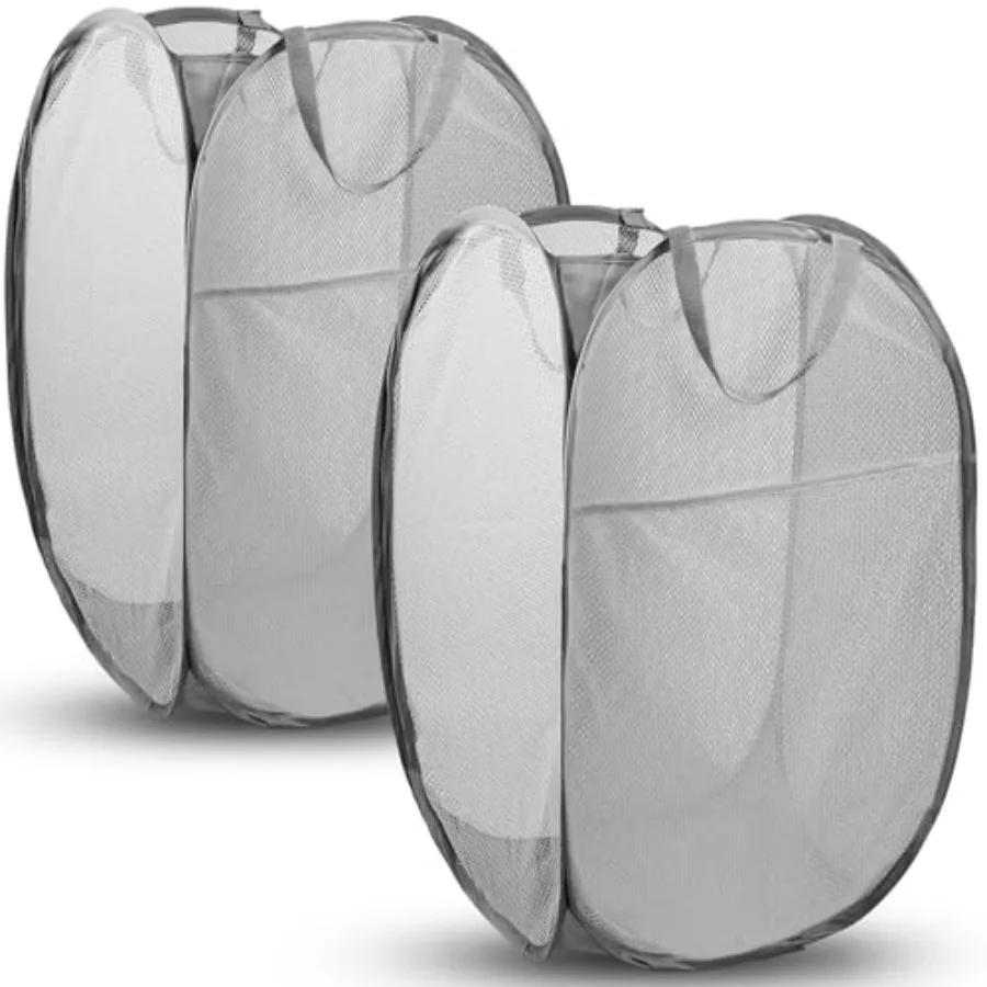 

Pop Up Laundry Hamper, 70L Collapsible Mesh Laundry Basket with Side Pocket, Foldable Dirty Clothes Hamper with Sturdy Reinforc