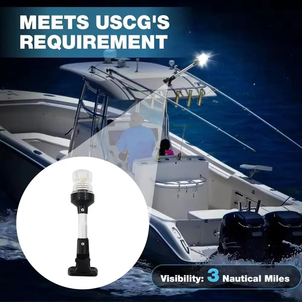 Marine LED All-Round Navigation Light 360° Visibility 3 Nautical Miles IP67 Waterproof 304 Stainless Steel For Boat Yacht L W3B2