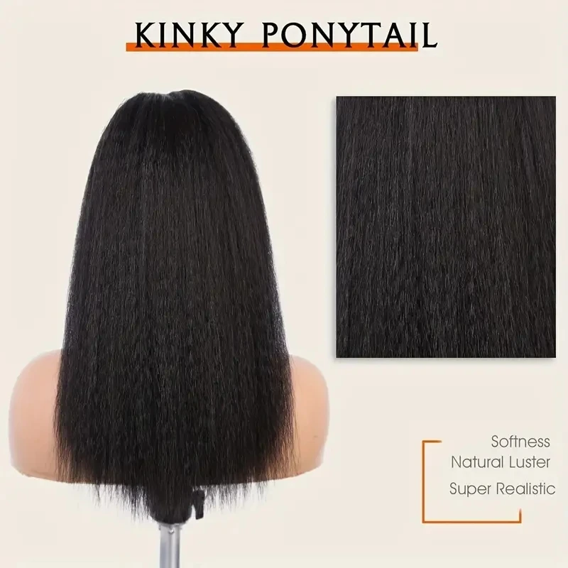 Claw Clip Ponytail Extensions Kinky Straight 100% Human Hair Clip In Pony Tails Yaki Hair Extensions 10\