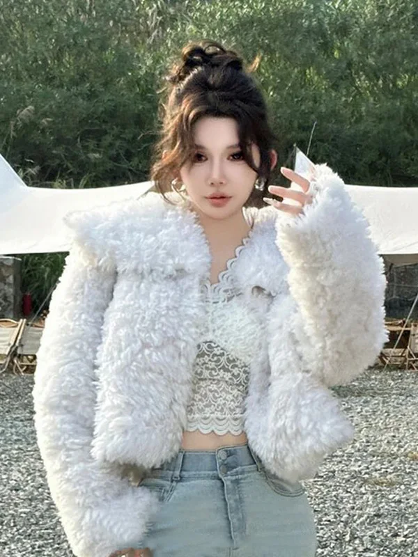 

Thiened ort Jaet с меховым воротником ягненка, женская зимняя новинка, теплый топ на молнии, цвет