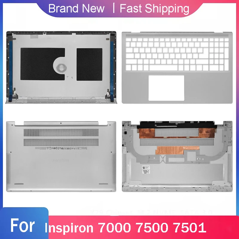 

New Bottom Base Case For DELL Inspiron 7000 7500 7501 Laptop LCD Back Top Cover Palmrest Upper Replacement A C D Cover Silver