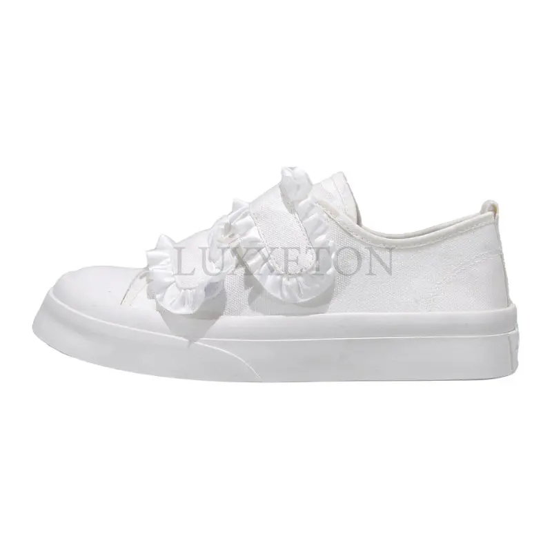 Shoes White Canvas Sneakers Women Lace Hook Loop Korean Lolita Shoes Platform Students Casual Women\'s Tennis Sports Shoes