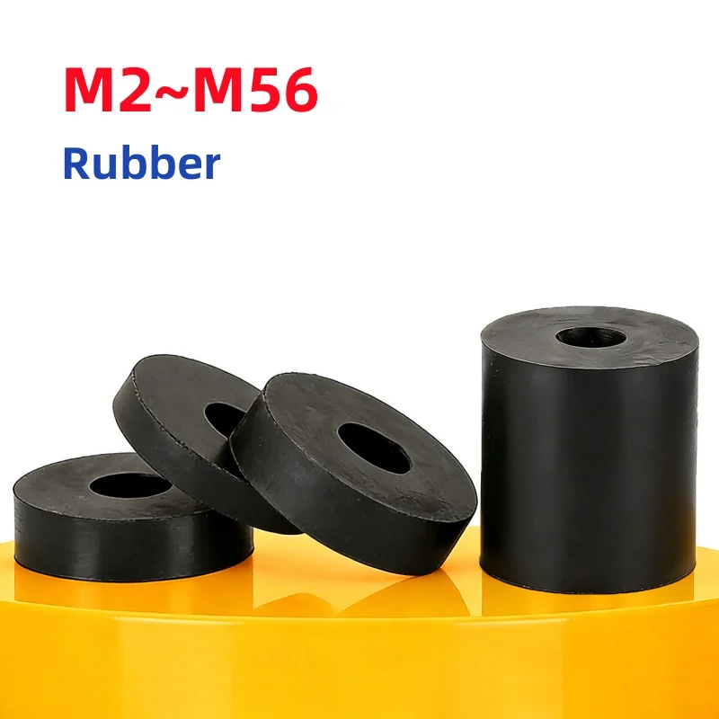 M2~M56 Black Circular Rubber Damping Pad Fan Coil Damping Washer Soft Rubber Shock-Absorbing Soundproof Machine Foot Washer
