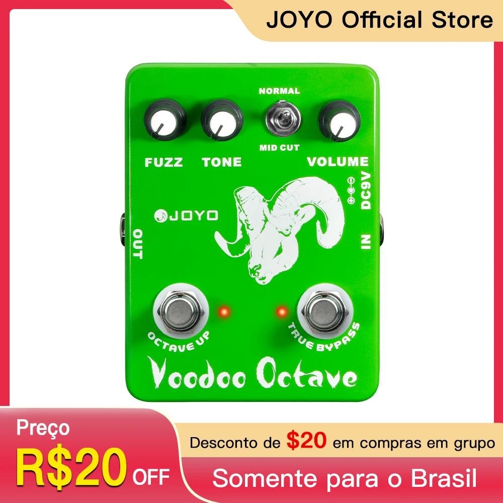 JOYO JF-12 Voodoo Octave Guitar Effect Pedal Features both Distortion and Octave Effect True Bypass Electric Guitar Bass Pedal