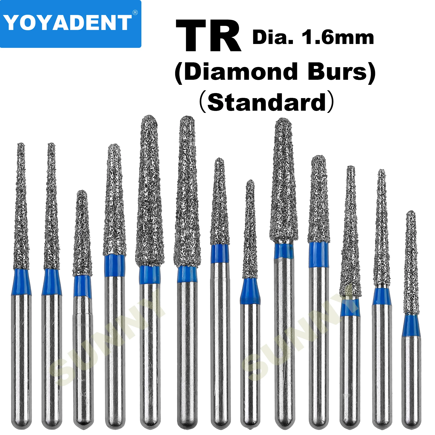 10 buah/pak bor berlian gigi tipe TR kedokteran gigi stroberi FG Burs untuk Dia kecepatan tinggi. Alat pemoles 1.6mm