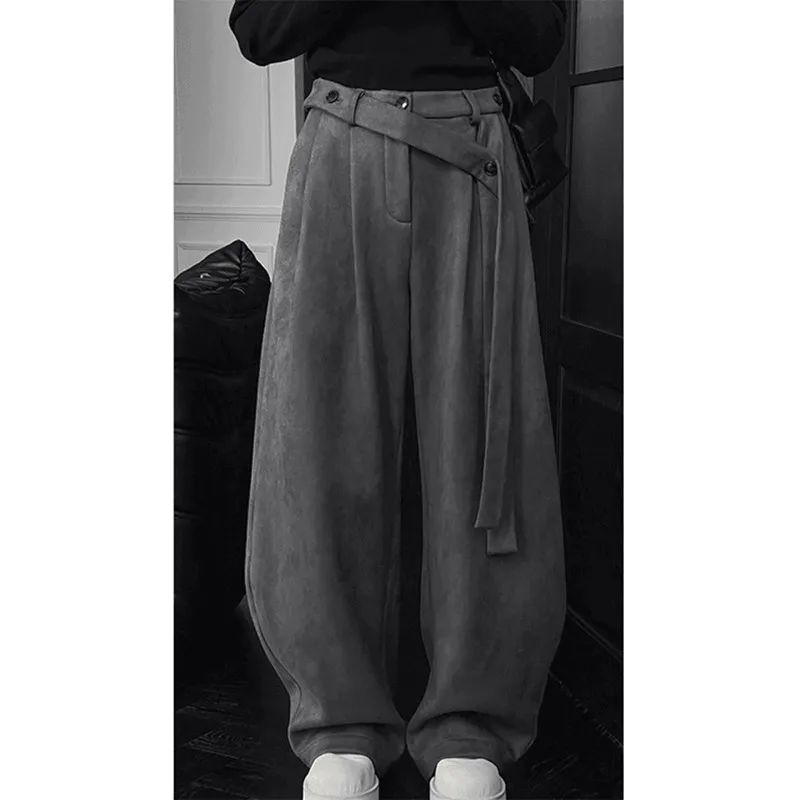 Picture 4: Flowing Pants For Men Spring And Autumn Draped Handsome High-End Feel Scimitar Sweatpants Design Sense Wide-Leg Straight-Leg