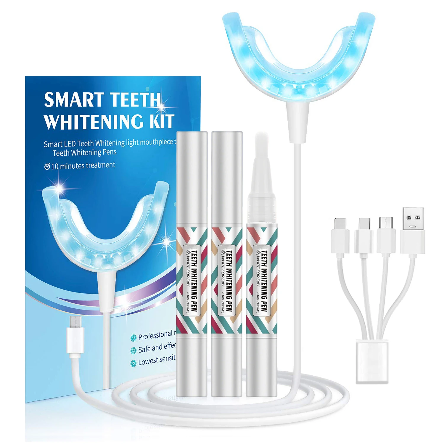 Kit de blanqueamiento dental para el hogar, luz LED para blanqueamiento dental, acelerador PAP, Gel blanqueador de dientes, bandeja para blanquear los dientes, elimina varias manchas