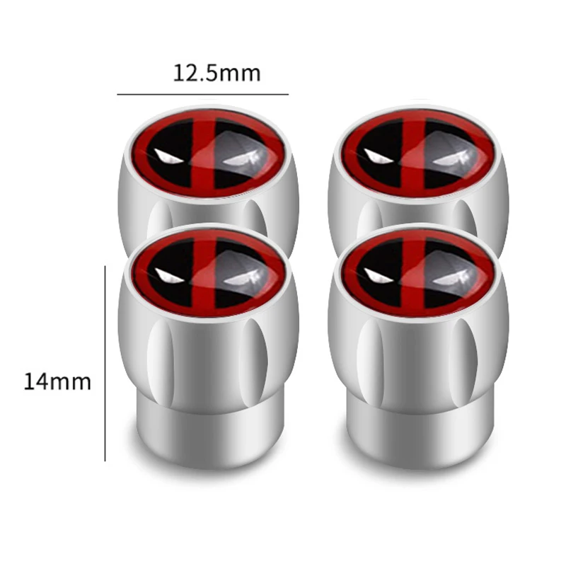 4pcs Anime Cartoon Marvel Deadpool Car Wheel Tire Valve Caps Alloy Cover for Mercedes Benz Subaru Mazda Peugeot Honda Audi BMW - view 3