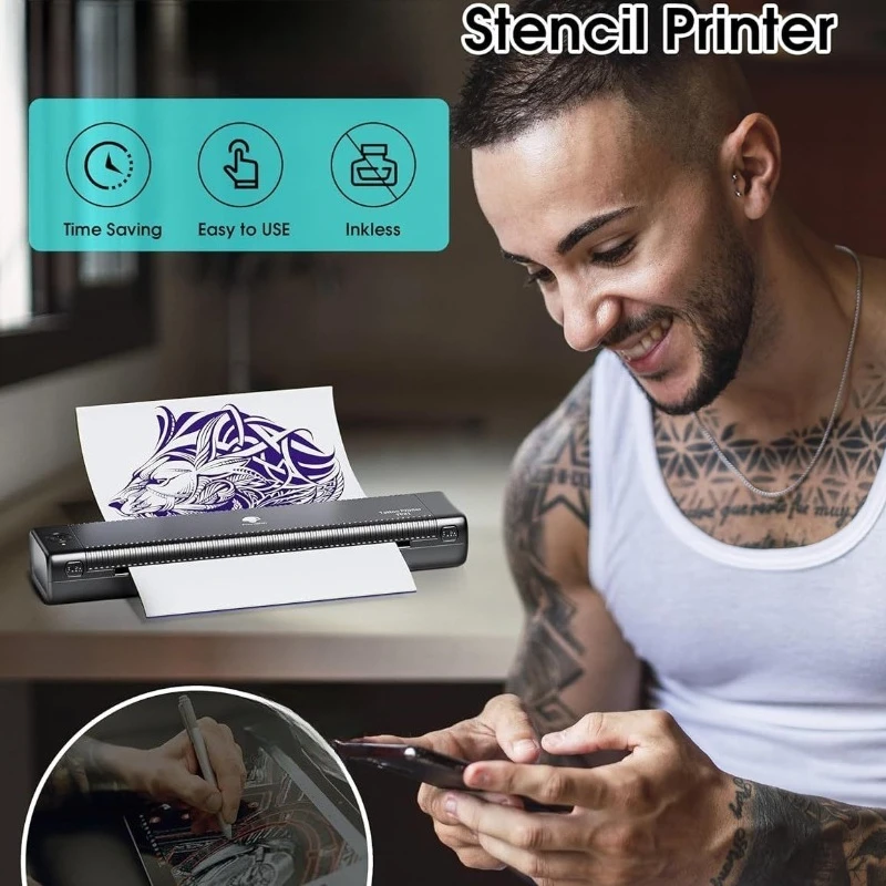 

Tattooing Portable Printer Tattoo Stencil Printer Tattoo Transfer Machine Small Bluetooth Inkless Professional Tattoos Equipment