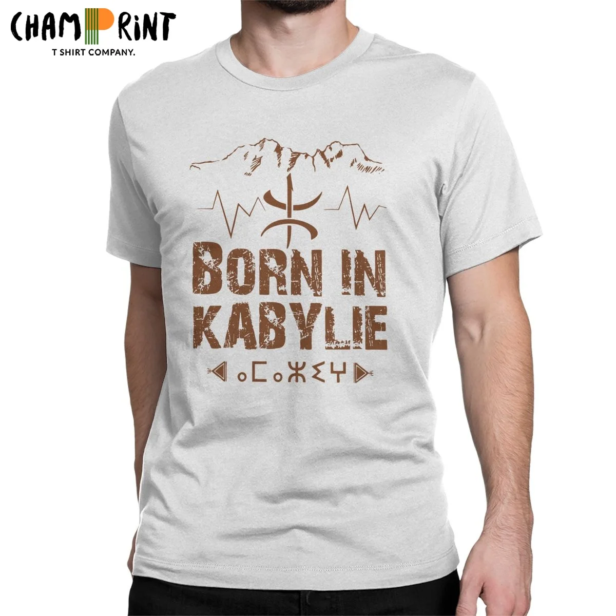 Men's T-Shirt Amazigh Born In Kabylie Vintage Cotton Tee Shirt Short Sleeve Berber Africa T Shirt Round Collar Clothes Original