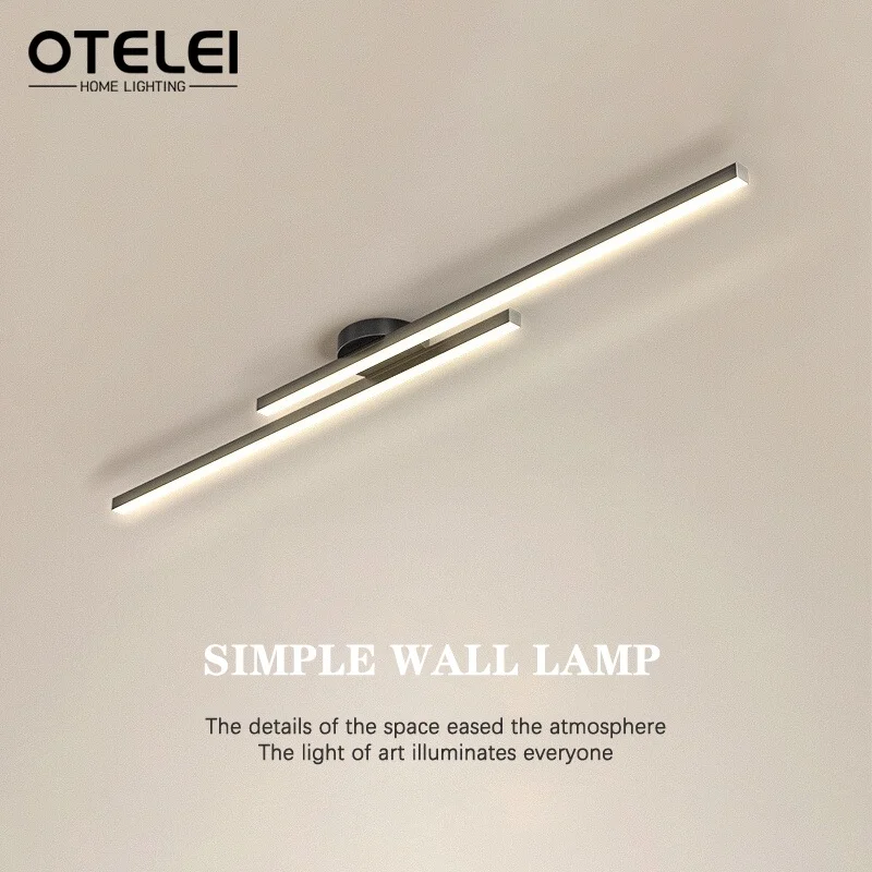 

Modern LED Line Ceiling Light Minimalist Bedroom Hallway Aisle Indoor Lighting Living Room Bedside Background Decor Wall Lamp
