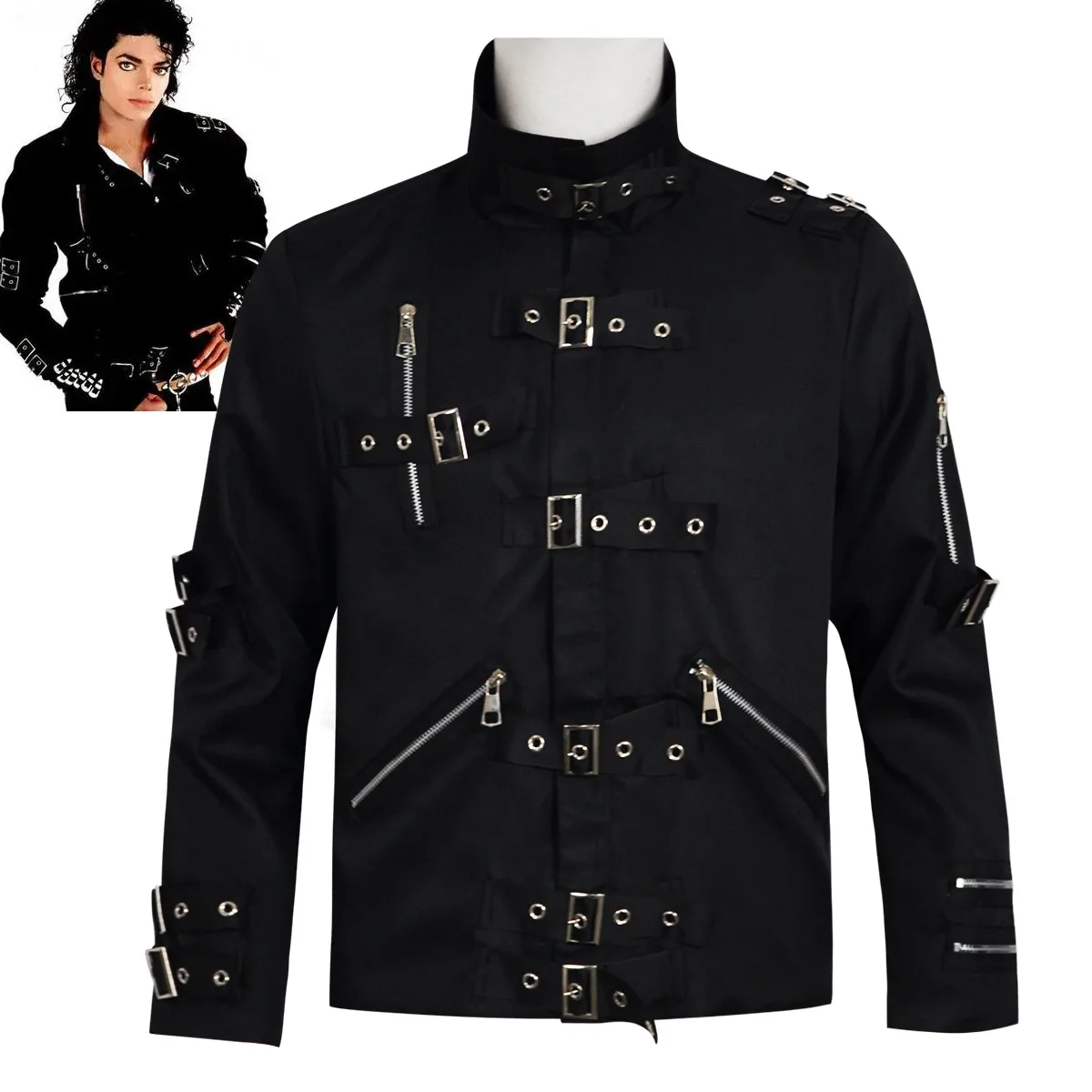 Punk Heavy Metal V8 Leather Jacket Tribute to Michael Jackson for Impersonator Halloween Men's Cosplay Jacket Michael Jackson