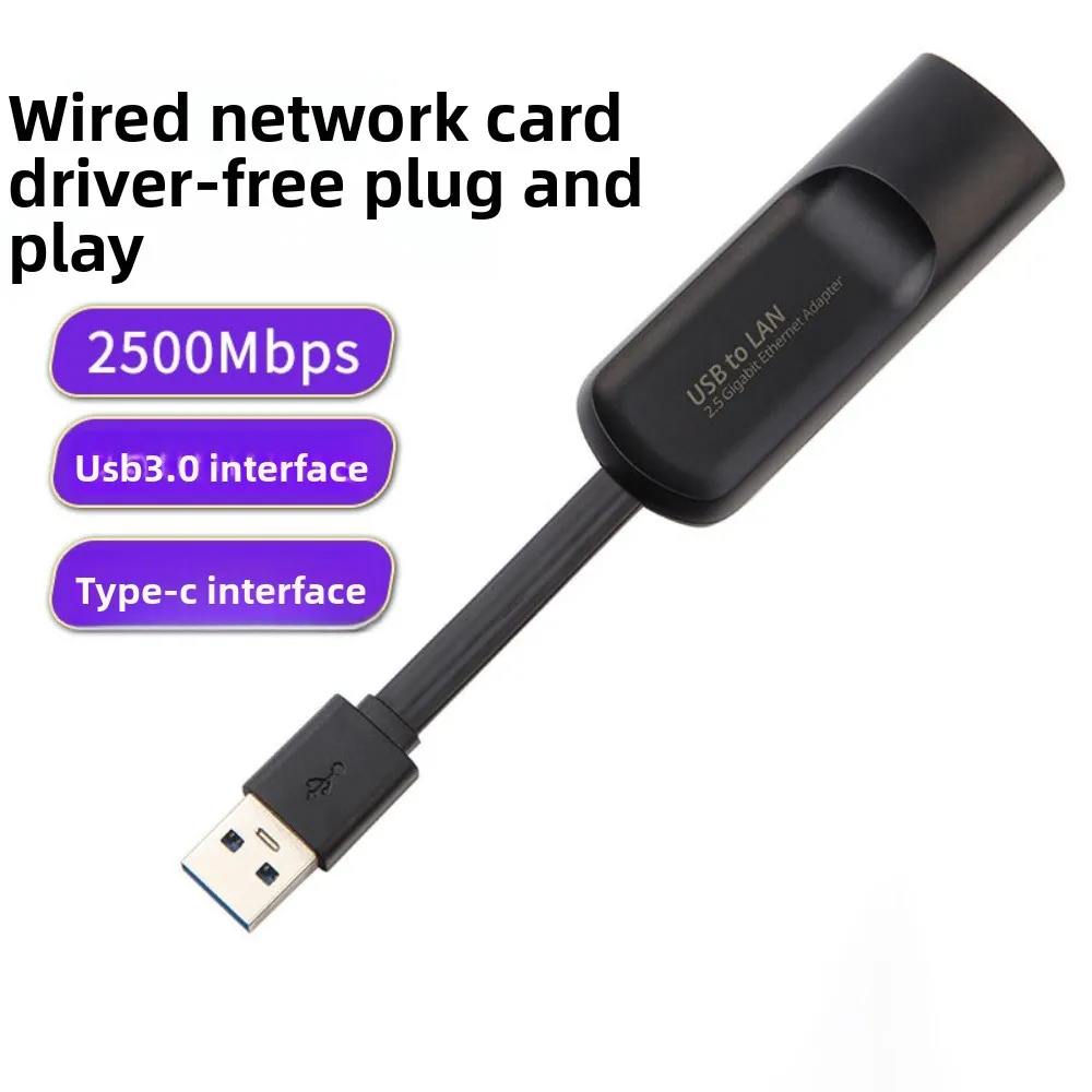 

USB-адаптер Type-C на RJ45 2500 Мбит/с, Ethernet-адаптер USB 3.0 без драйверов, сетевая карта USB 2.5G, высокоскоростной порт RJ45