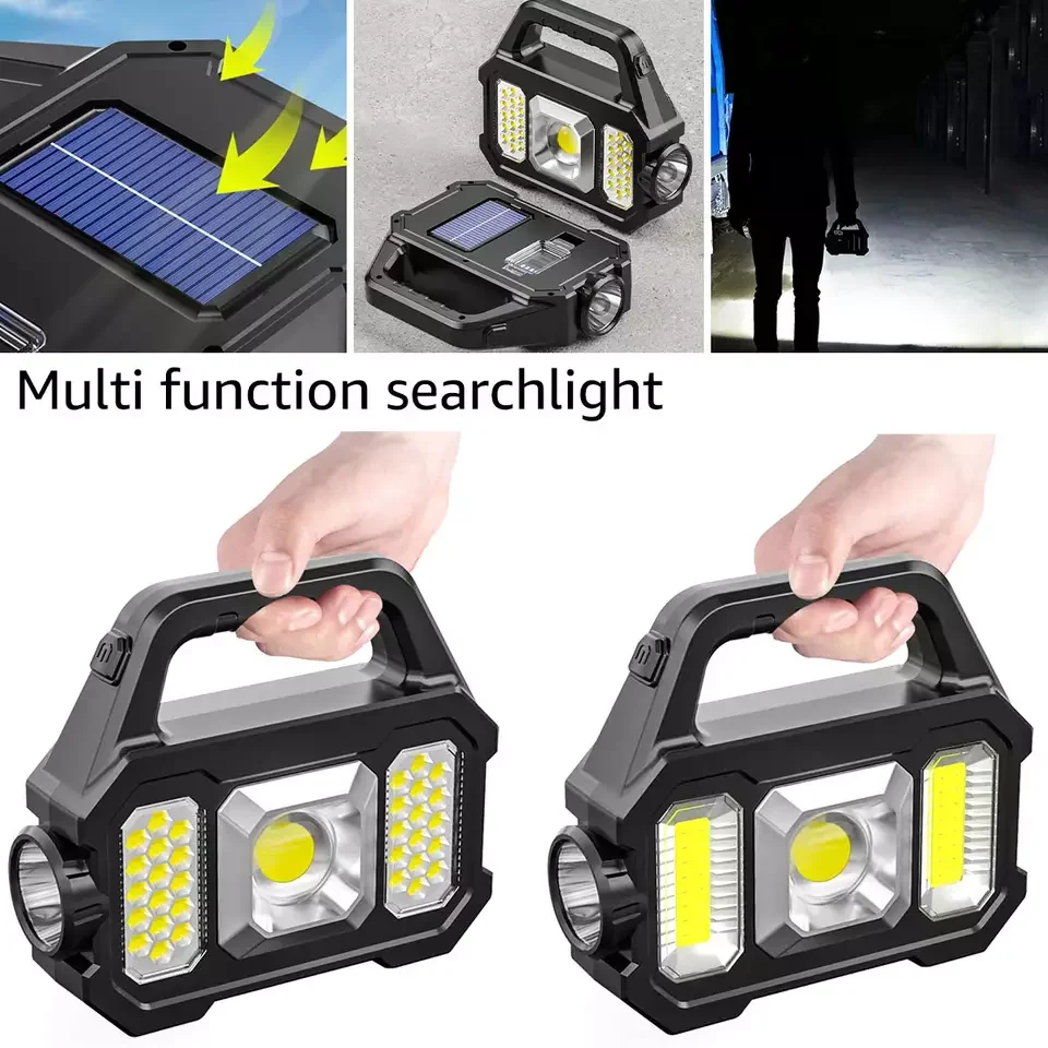 Imagem -03 - Super Brilhante Solar Led Lanterna de Acampamento com Cob Luzes de Trabalho Usb Recarregável Handheld Modos Solar Alimentado Lanternas Novo