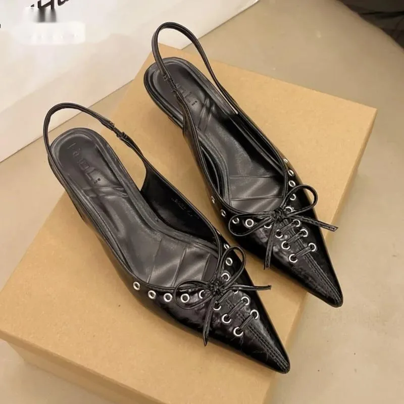 

Bow Pointed Toe Sandals Women Sexy High Heels Shoes Woman Slippers Summer Trend Slingback Pumps Designer Zapatos De Mujer