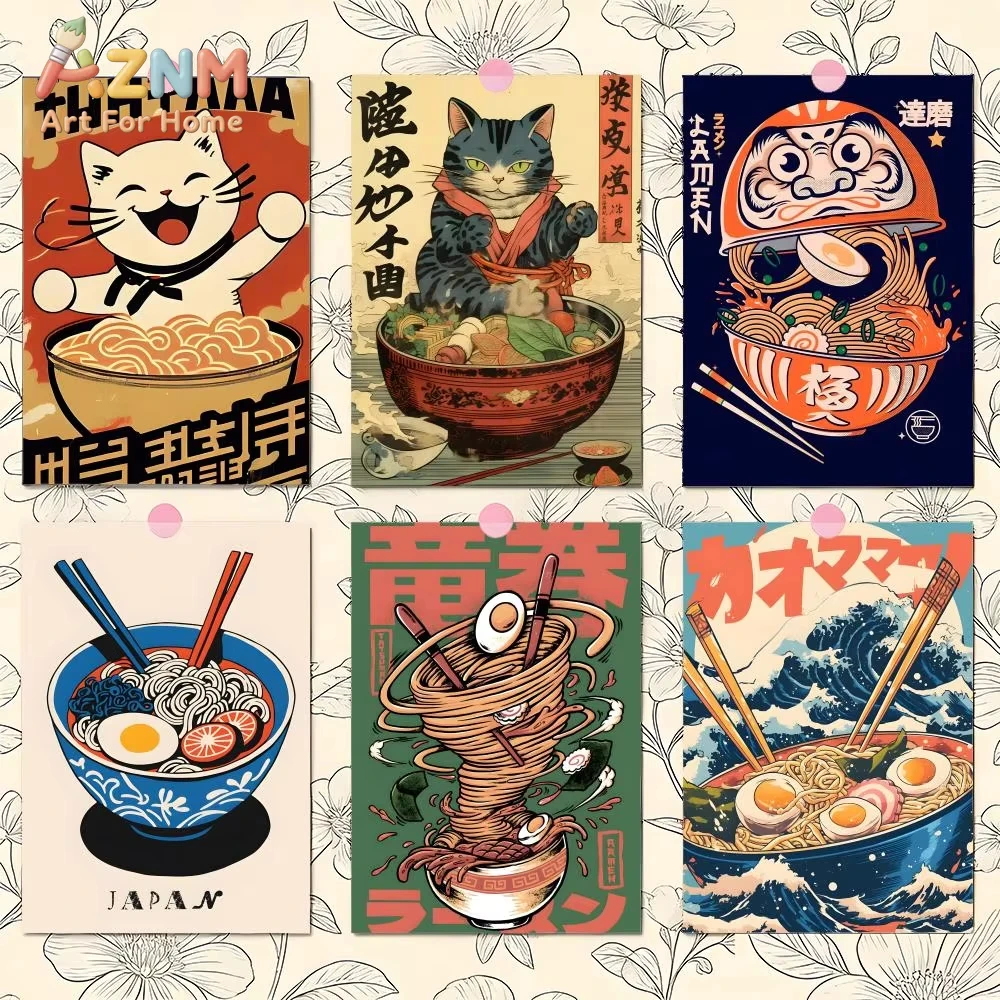 

1 шт. Постер с изображением рамена, животных и аниме, абстрактный скандинавский постер, декор для гостиной и дома