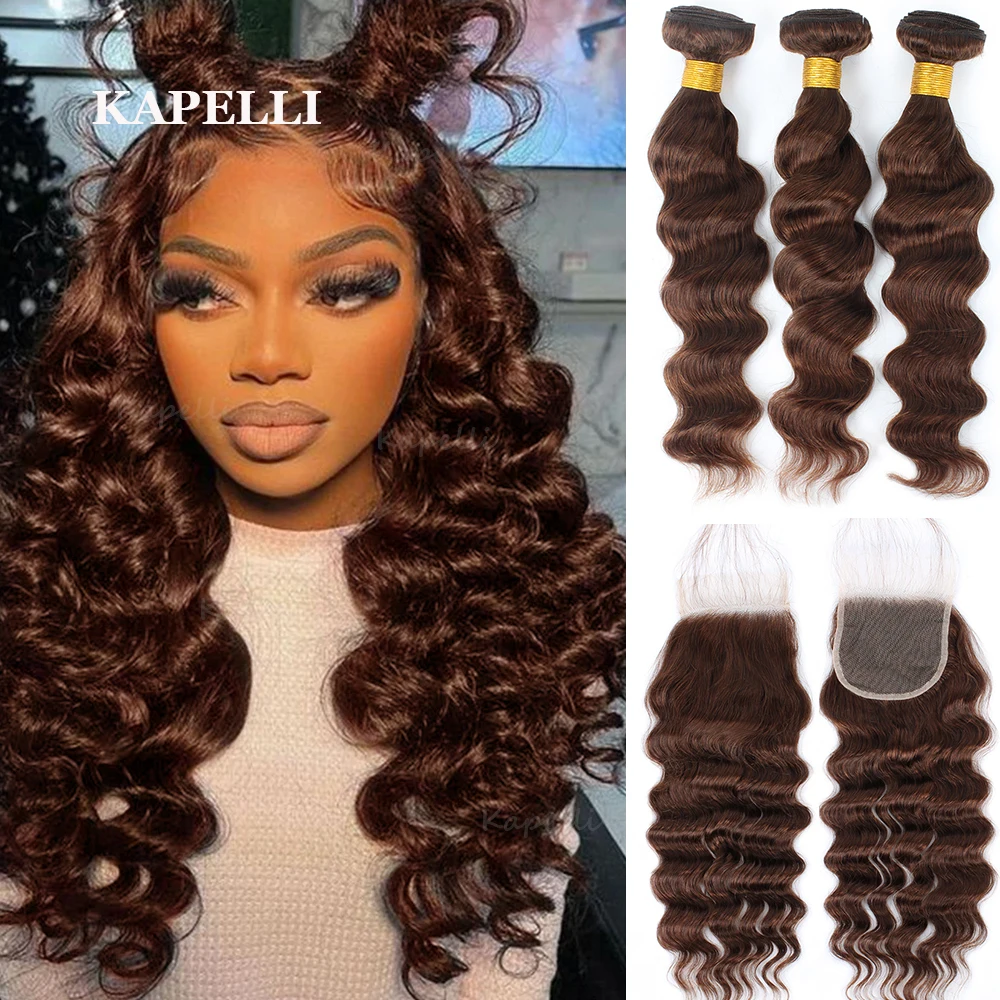 

Loose Wave Bundles with Closure 100% Human Hair Raw Virgin Unprocessed Extensions Loose Deep Wave Bundles Double Weft Wholesale