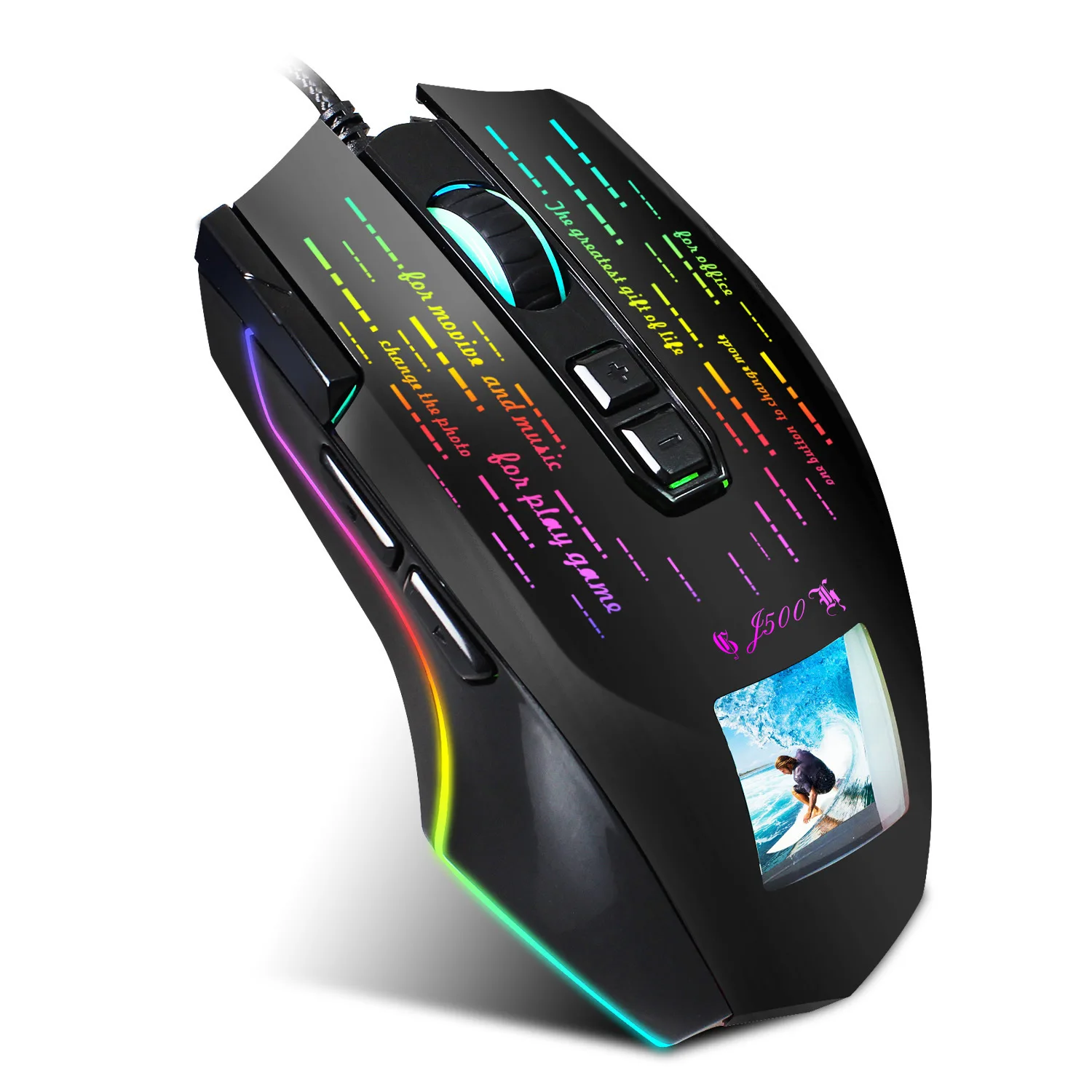 

J500 Gaming Mouse USB 10000 DPI PMW3325 USB RGB Wired Gamer 9 Buttons Programmable Mice for Computer PC Can Photo Setting