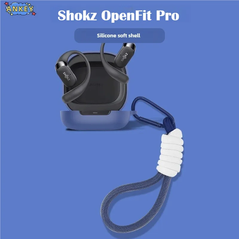 

Защитный чехол для наушников Shokz OpenFit Pro, мягкий силиконовый чехол с защитой от падения, для беспроводных Bluetooth-наушников, с коротким сетчатым шнурком для переноски