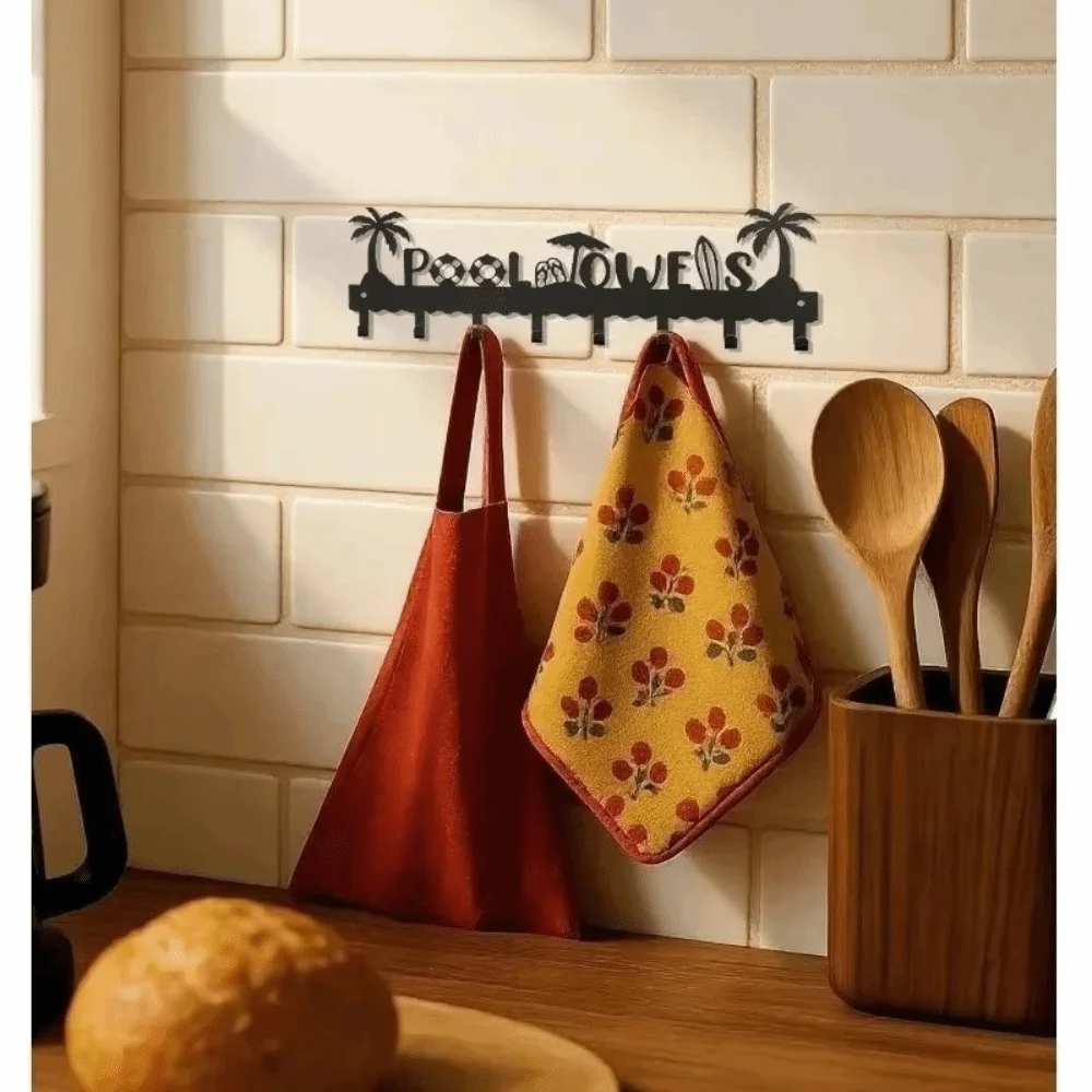 Stylish Multi-functions Metal Wall Hook Decoration Iron Clothing Storage Hook Door Sign Key Rack Home Universal Hook Living Room