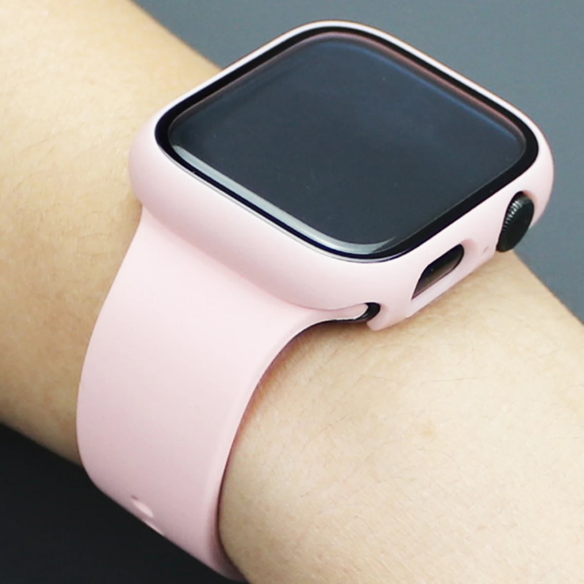 Silicone Strap+case for Apple Watch Band 45mm 41mm 44mm 40mm Screen protector and Sport Bracelet IWatch Series 9 8 7 6 5 4 SE