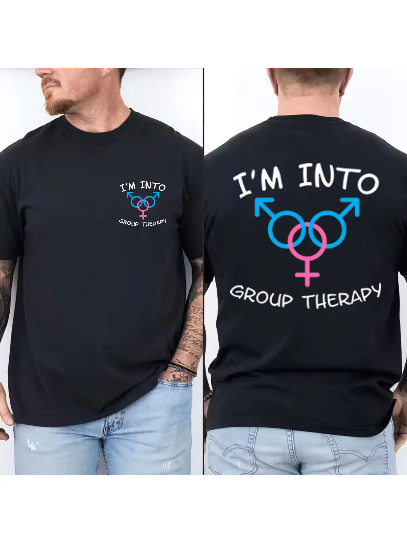 

Men's Cotton T-Shirt with Gender Symbol Graphic, Casual Short Sleeve Tees for Daily Wear, Breathable Soft Tops with Unique Pride