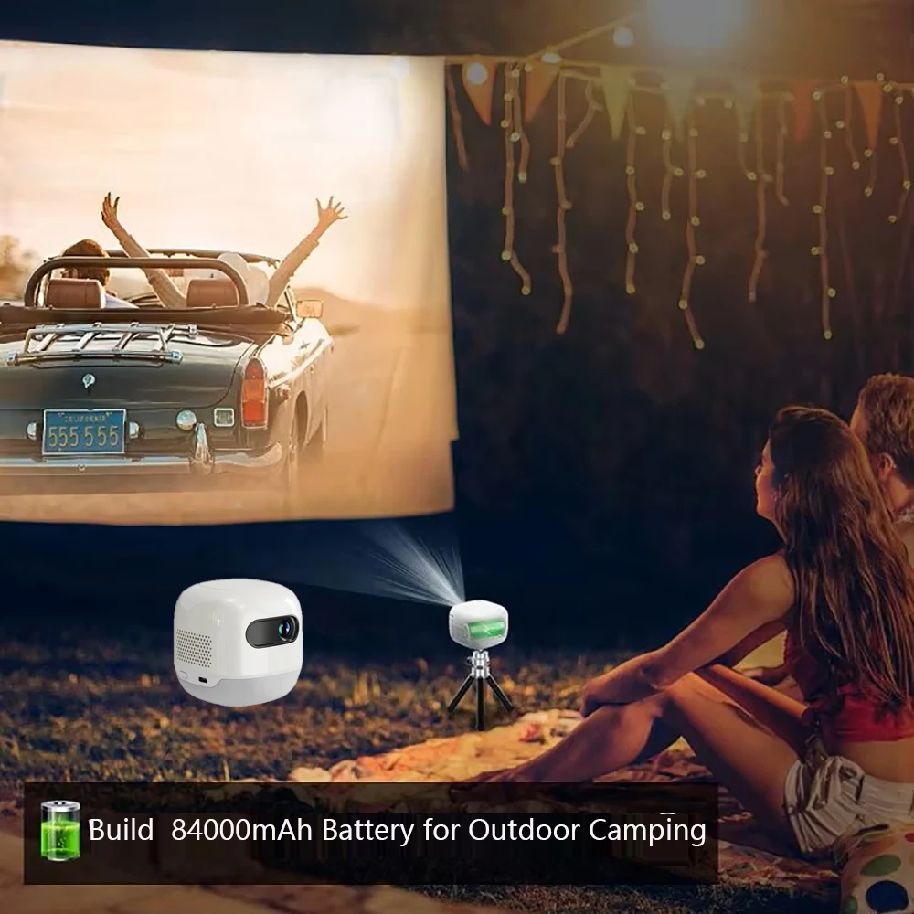 Smartldea Android13.0 HD Mini Projetor DLP Inteligente 5G Wifi Bluetooth5.3 construído em bateria de 8400mAh para projetores de acampamento ao ar livre