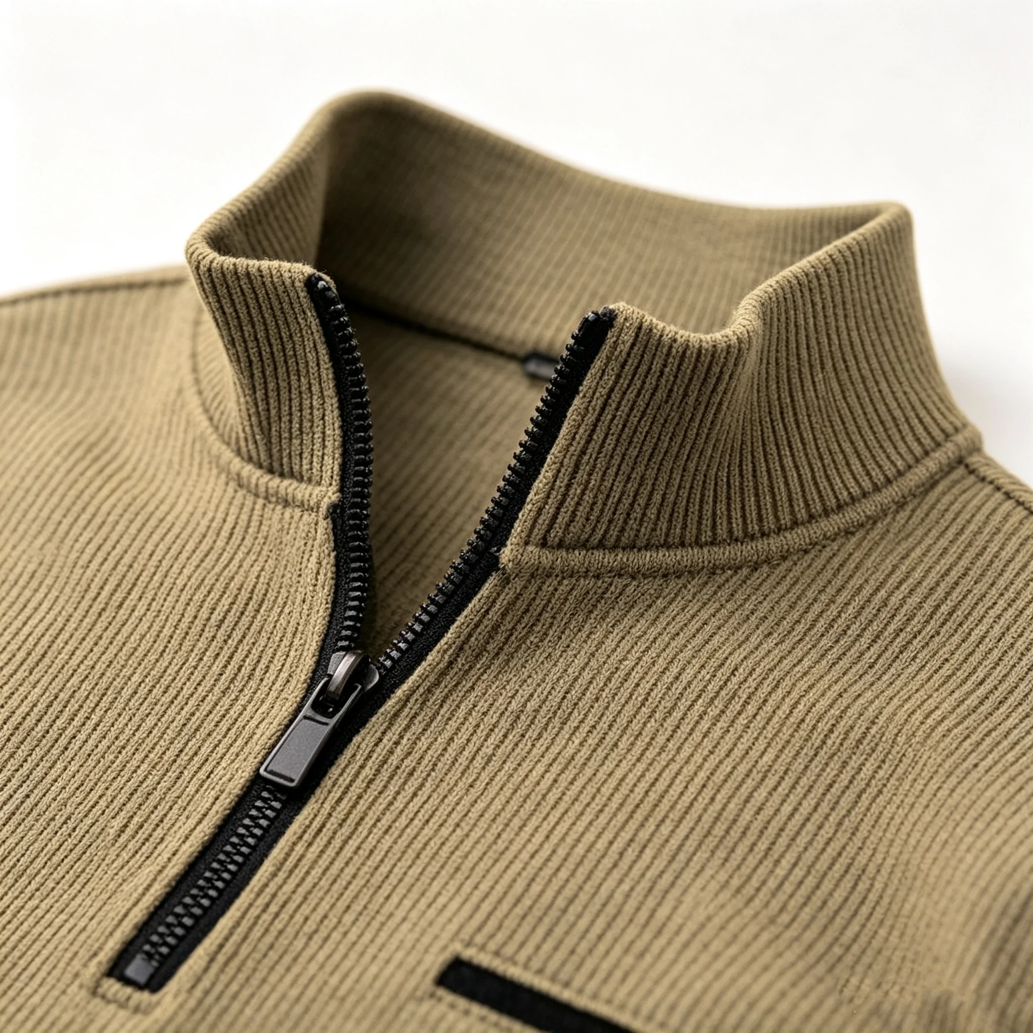 2026 Neues Herren-Langarm-Poloshirt mit gestreiftem Design und Reißverschlusskragen, im Retro-Stil für Sport und Outdoor-Freizeit. – Detail 6