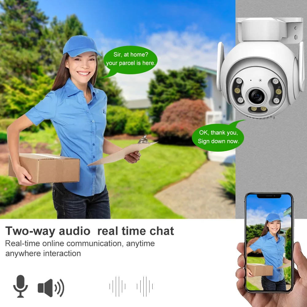 5MP WiFi IP Camera Monitor Smart Home Outdoor Waterproof PTZ CCTV Camera Indoor Auto Tracking Cam V380 Pro app image 2