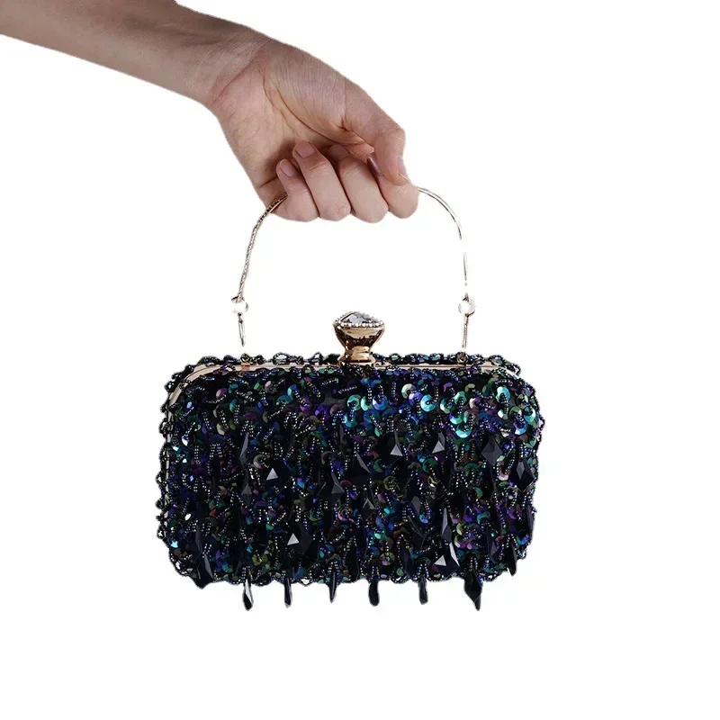 

2022 New Women's Evening Bags Fashion Luxury Sequin Beaded Banquet Handbags Clutches Ladies Chain Small Shoulder Bag Purses